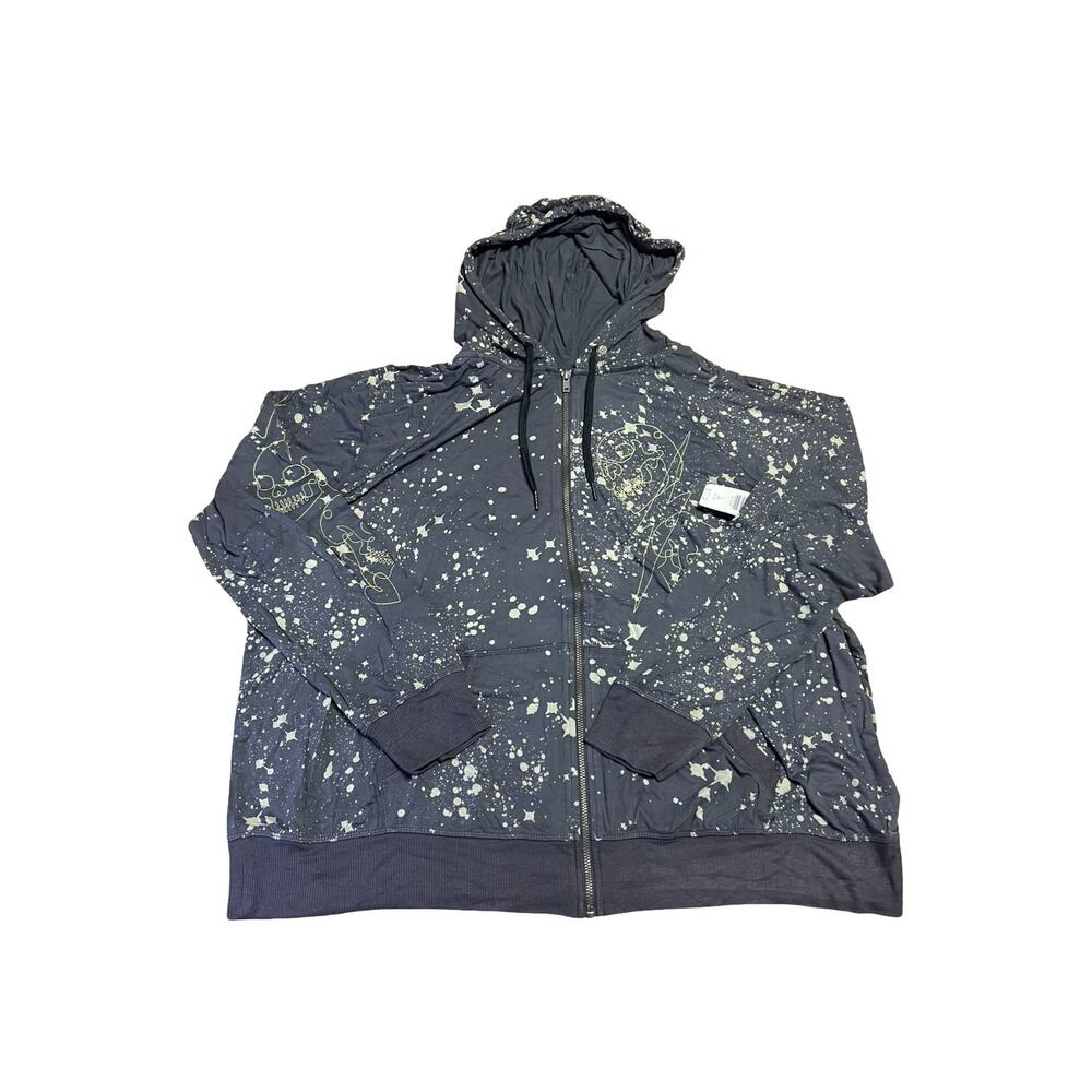 Torrid Womens 3X Full Zip Hoodie Gray Multicolor Skull Graphic Distressed NWT